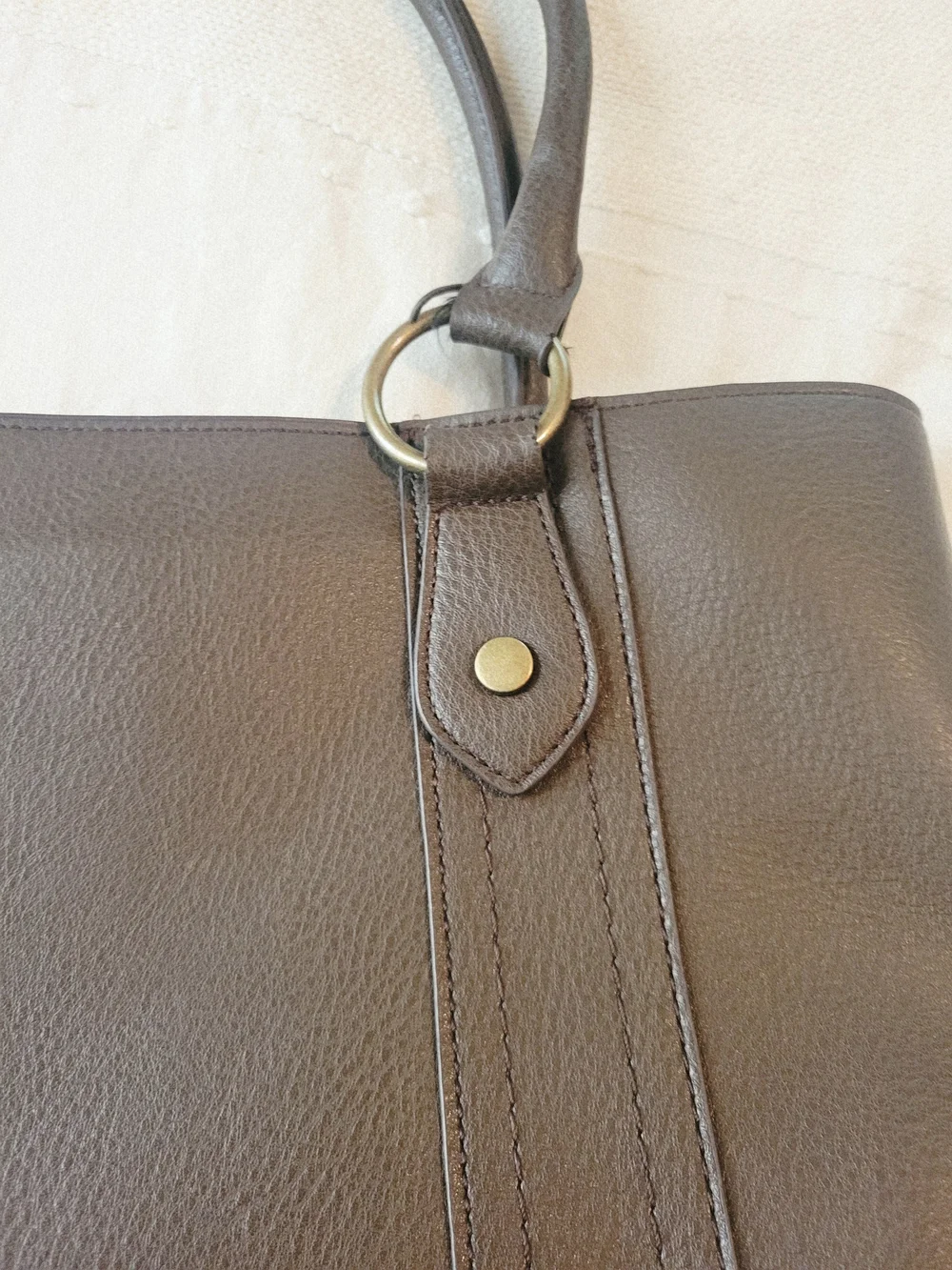 FRYE & CO. Warm Taupe Large Faux Leather Shoulder Tote Bag Purse